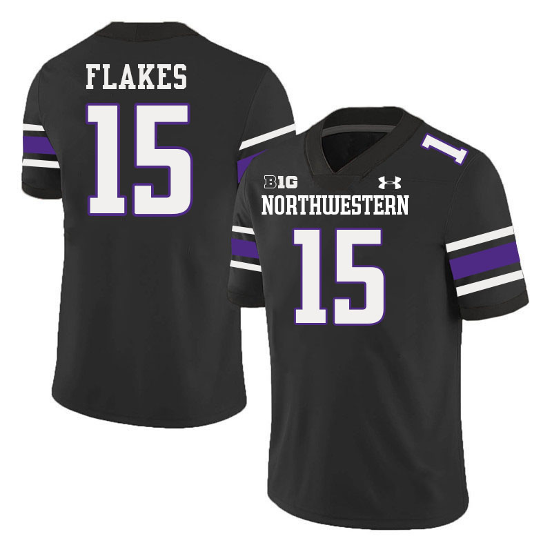 Northwestern Wildcats #15 Brendan Flakes College Football Jerseys Stitched-Black